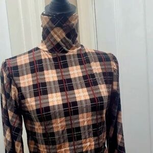 Turtle Neck Love University Checkered Black and Red Plaid Long sleeve shirt